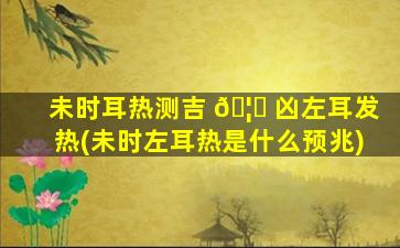 未时耳热测吉 🦉 凶左耳发热(未时左耳热是什么预兆)